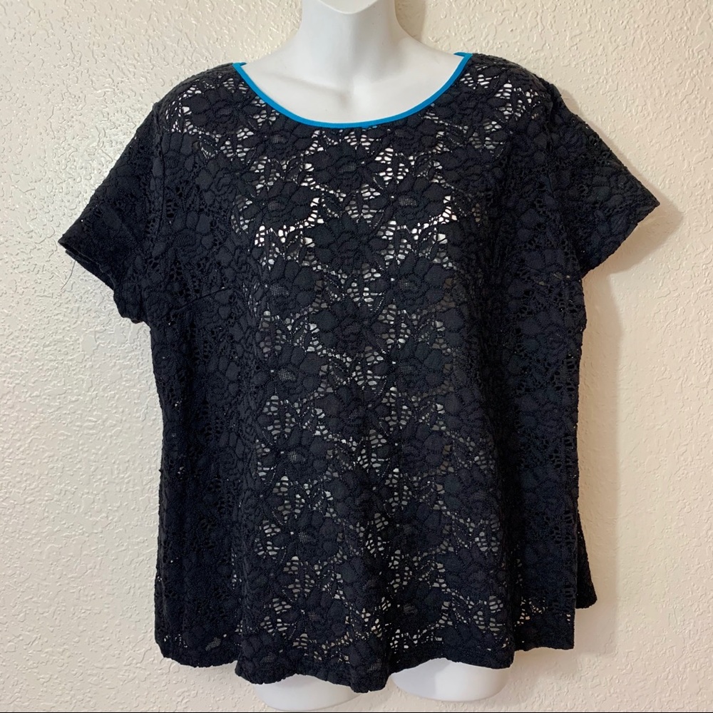 Style & Co. Black Lace Shirt Size XL